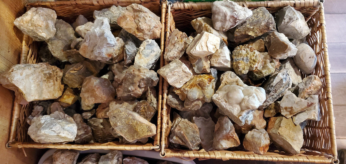 Hand-mined crazy lace agate rough from Trion, Georgia