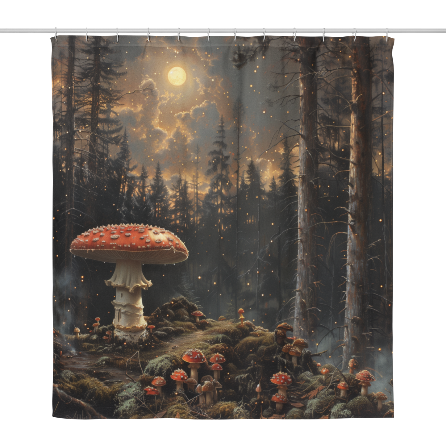 Mystic Forest Mushroom Shower Curtain